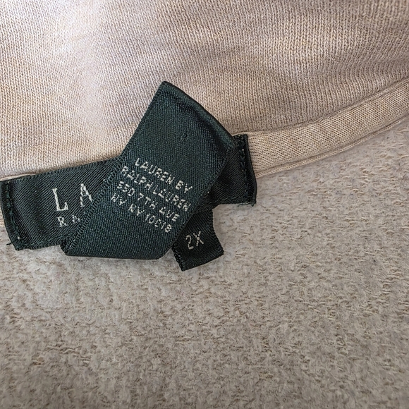 Lauren Ralph Lauren Vintage Style Tan Quilted Shoulder Sweatshirt Jacket 2X -XL - Picture 6 of 15